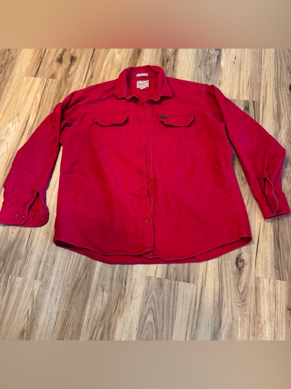 Vintage Woolrich Expedition Chamois Red 100% Cotton Button Down Mens 2XL Tall